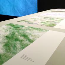 Digital wind drawings printed for exhibition using data collected the previous day