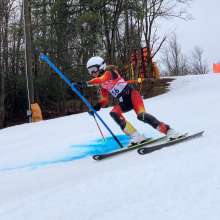 Racer with High Country Junior Race Series bib